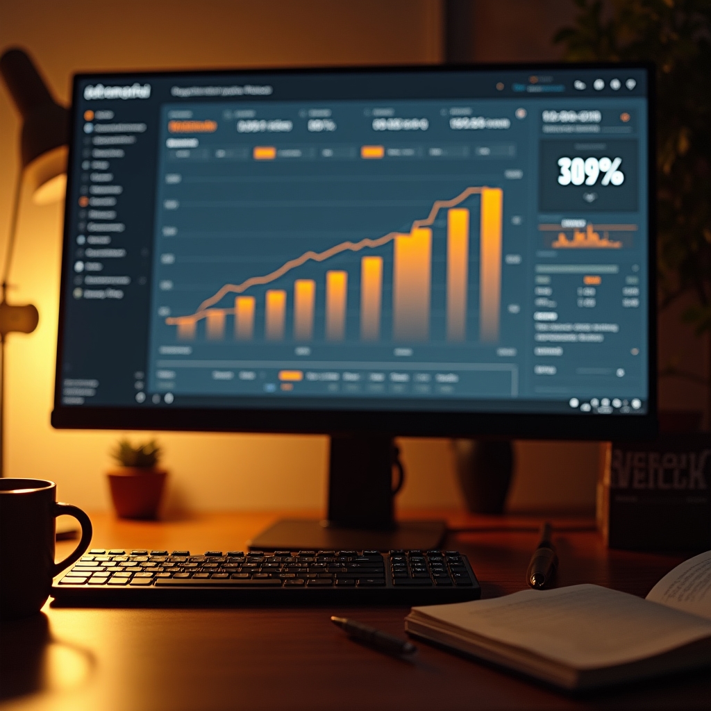 Nahaufnahme eines KPI-Dashboards mit verschiedenen Metriken und Trendanzeigen