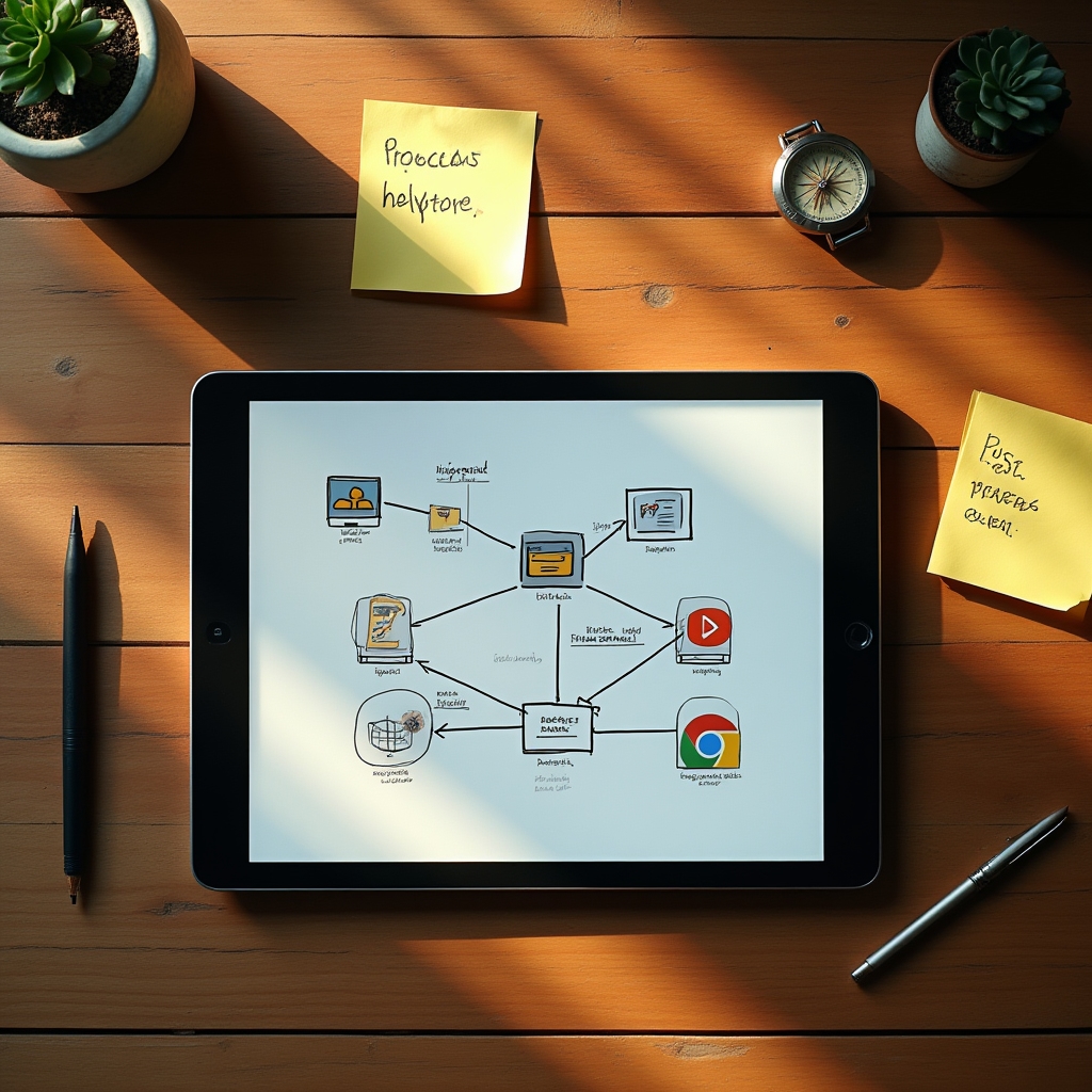 Visuelle Darstellung von verbundenen Softwaretools und Datenquellen in einem Netzwerk